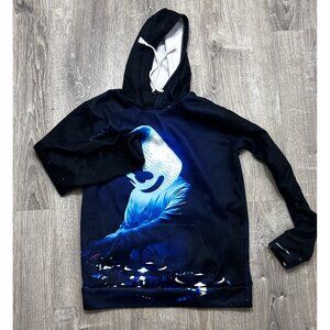 Vintage Long Sleeves Pullover Hoodie Men's Size Large Black